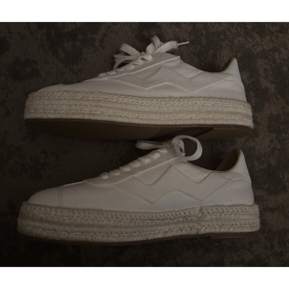 Stuart Weitzman Cream Daryl Lace-Up Espadrille Sneakers Size 12 B White - Picture 4 of 7